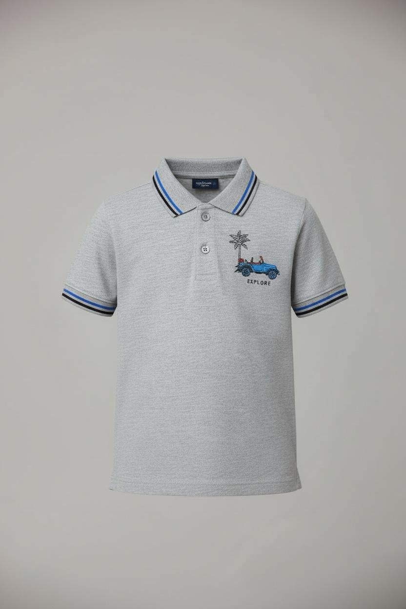 Boys' Grey "Let the Sunshine In" Jeep Graphic Polo Shirt