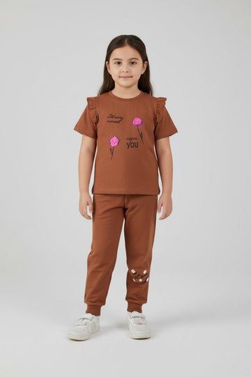 Kjunction Girls' Brown Inspirational 2-Piece Set