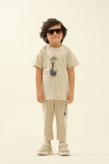 Boys' Beige Detective Bear Lounge Set