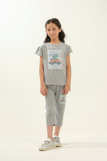 Girls' Grey Dinosaur Car Lounge Set