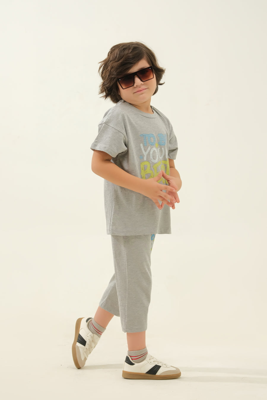 Kids' Grey "Do Your Best" Graphic Lounge Set