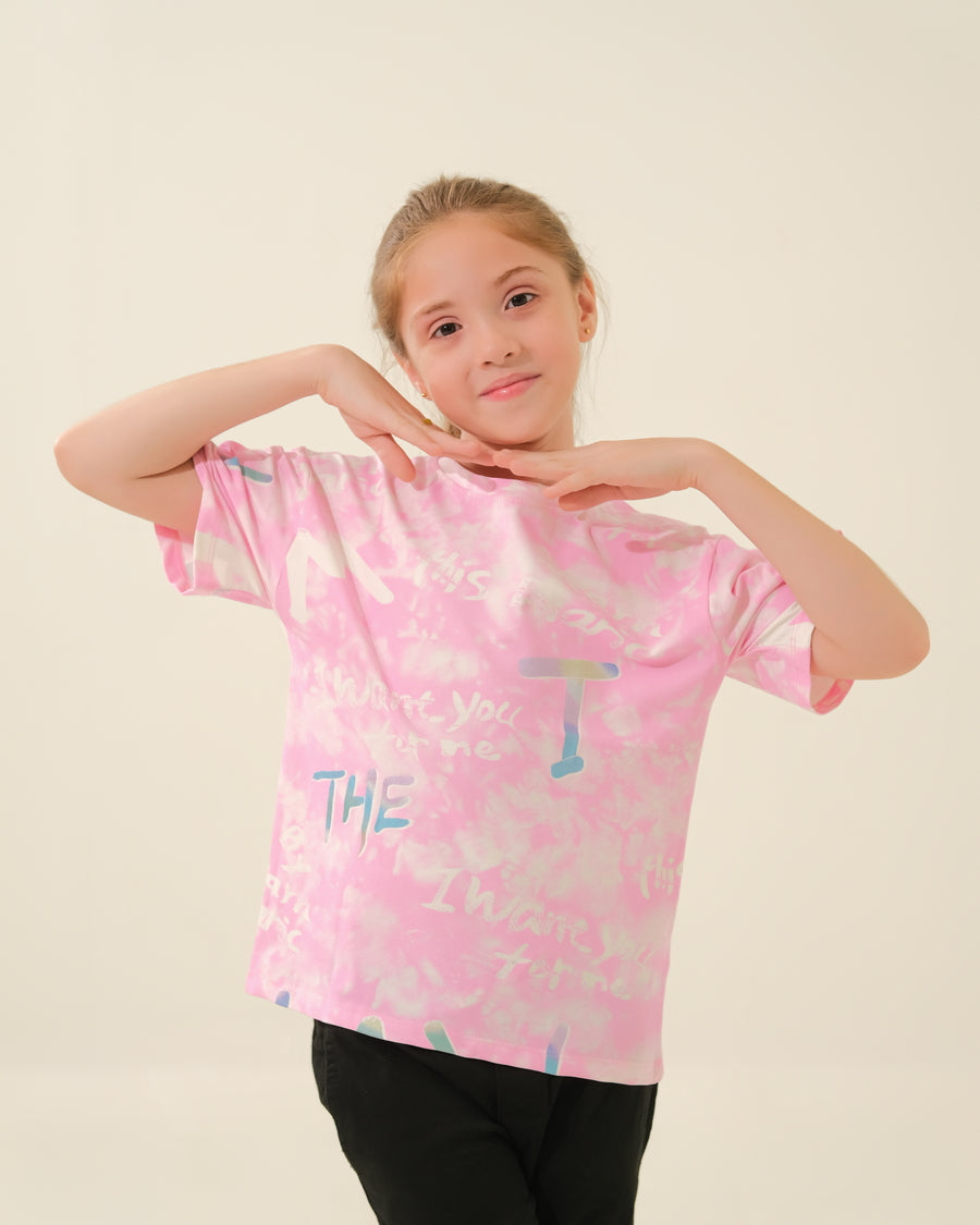 Branded Pink Tie-Dye Tee