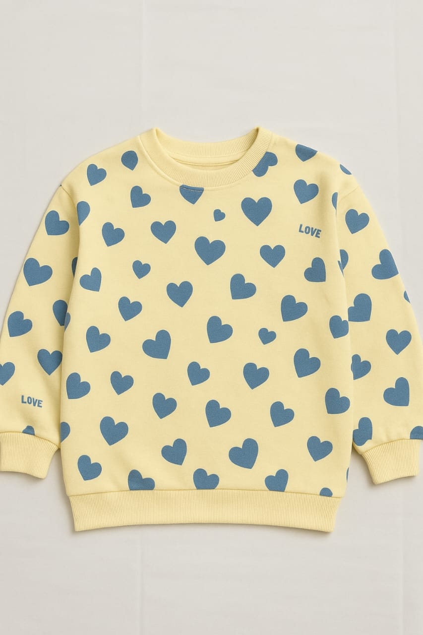 Pale Yellow Sweatshirt with light Blue Print
