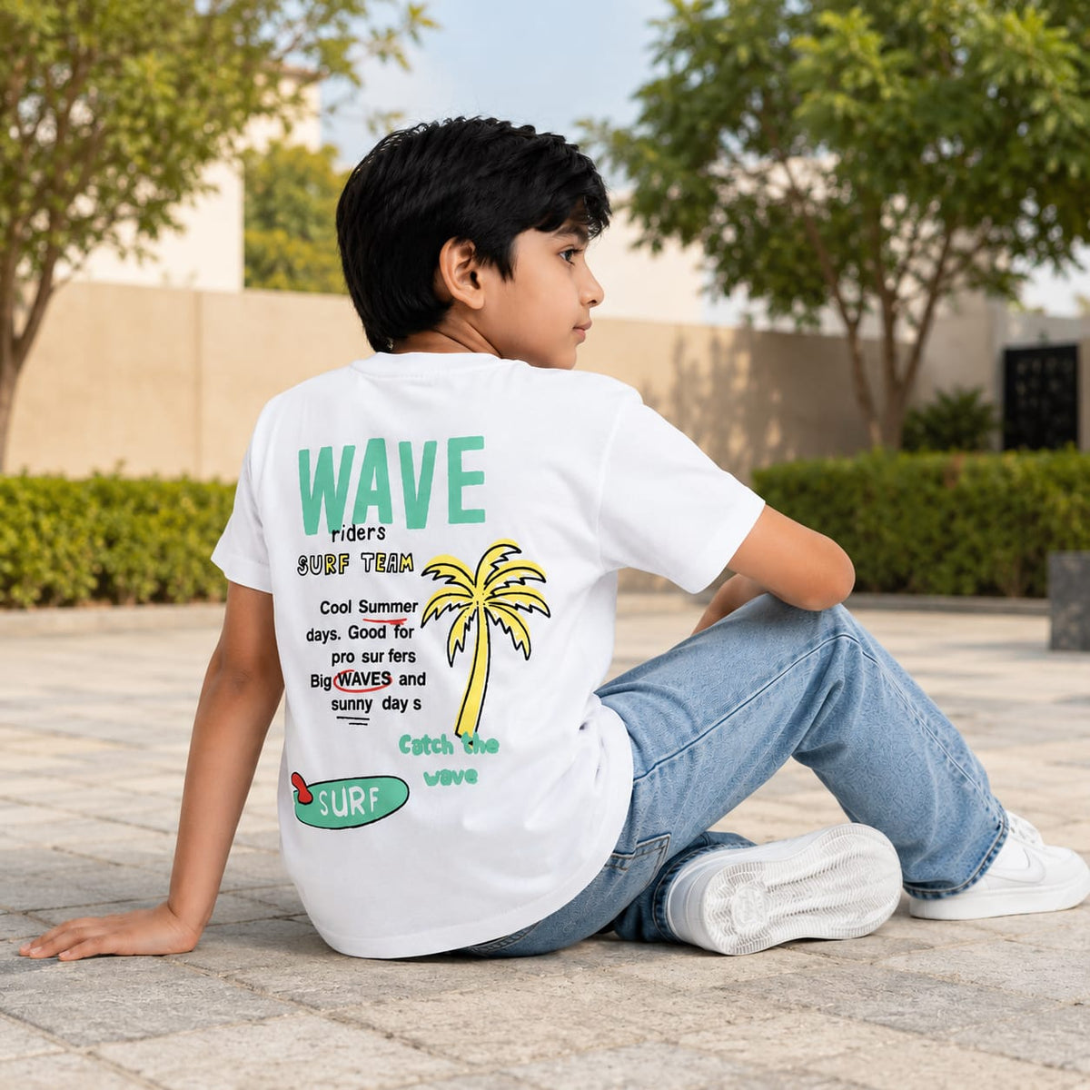 Branded NEXT Boys' White Surfboard Graphic T-Shirt