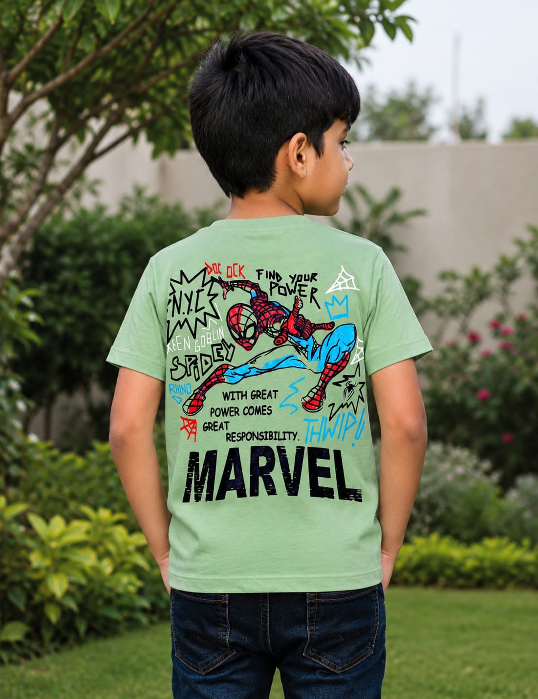 Branded Marvel Spider-Man Light Green T-Shirt