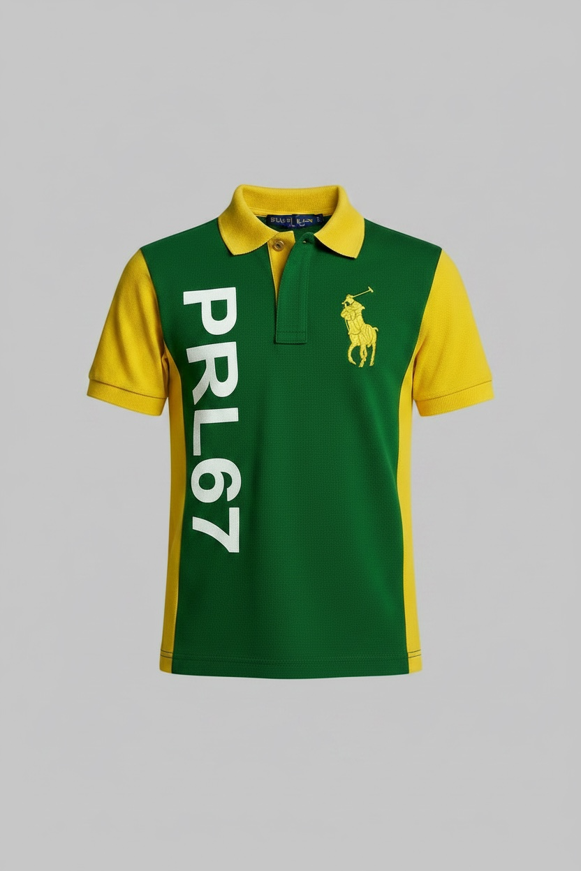 Branded Boys Polo Green & Yellow