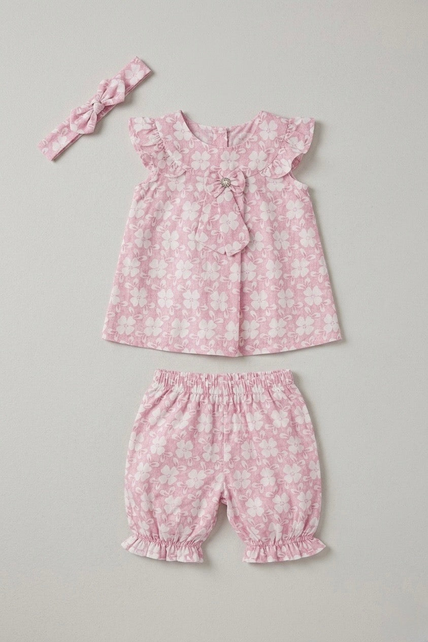 "Petal Soft" 3-Piece Summer Floral Outfit Set