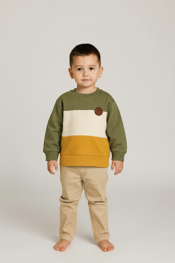 Branded Crewneck Sweatshirt With Faux Patch