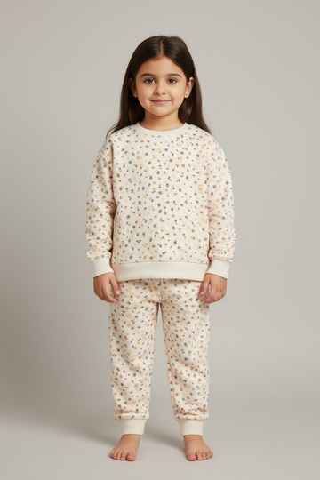 ZARA Flower Printed Fleece 2 Piece Suit
