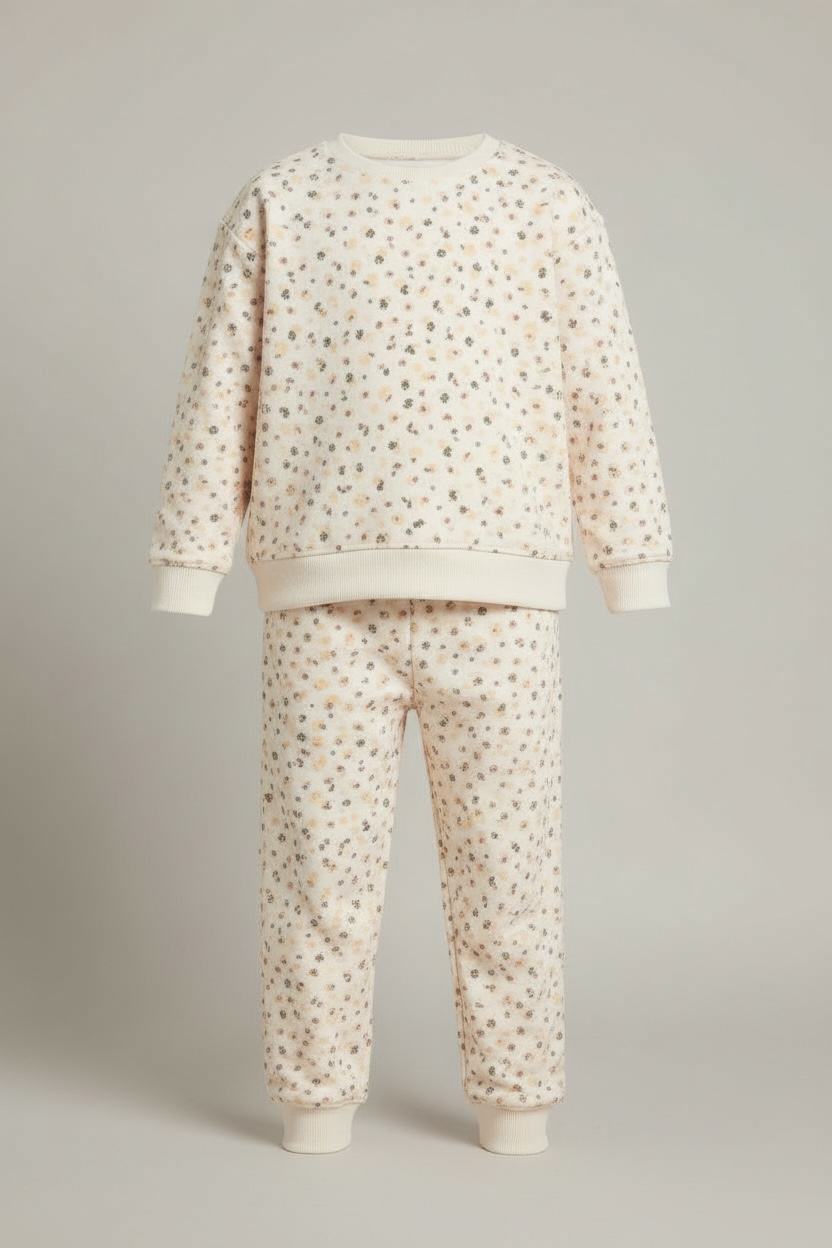 ZARA Flower Printed Fleece 2 Piece Suit