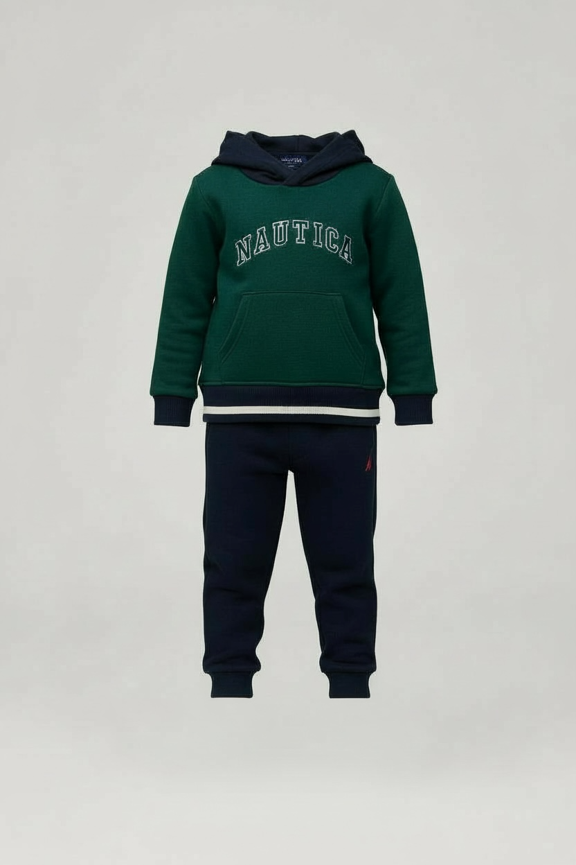 Block Forest Green & Navy Hoodie Tracksuit