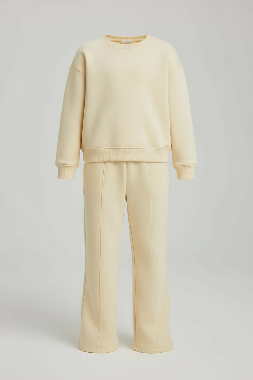 Cream Sweatshirt And Flare Trouser