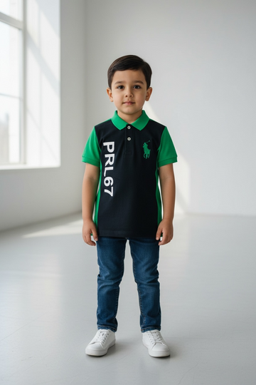 Branded Boys Polo Black & Green