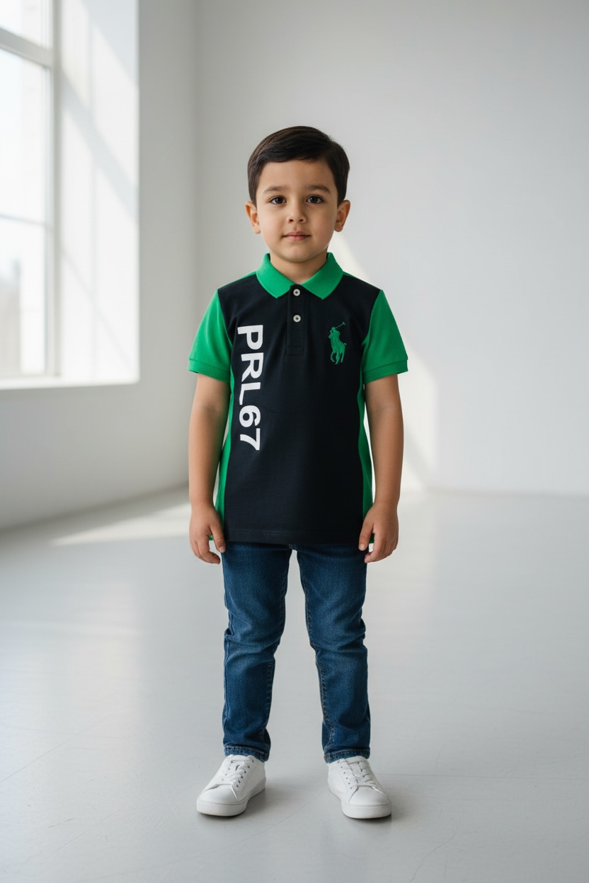 Branded Boys Polo Black & Green