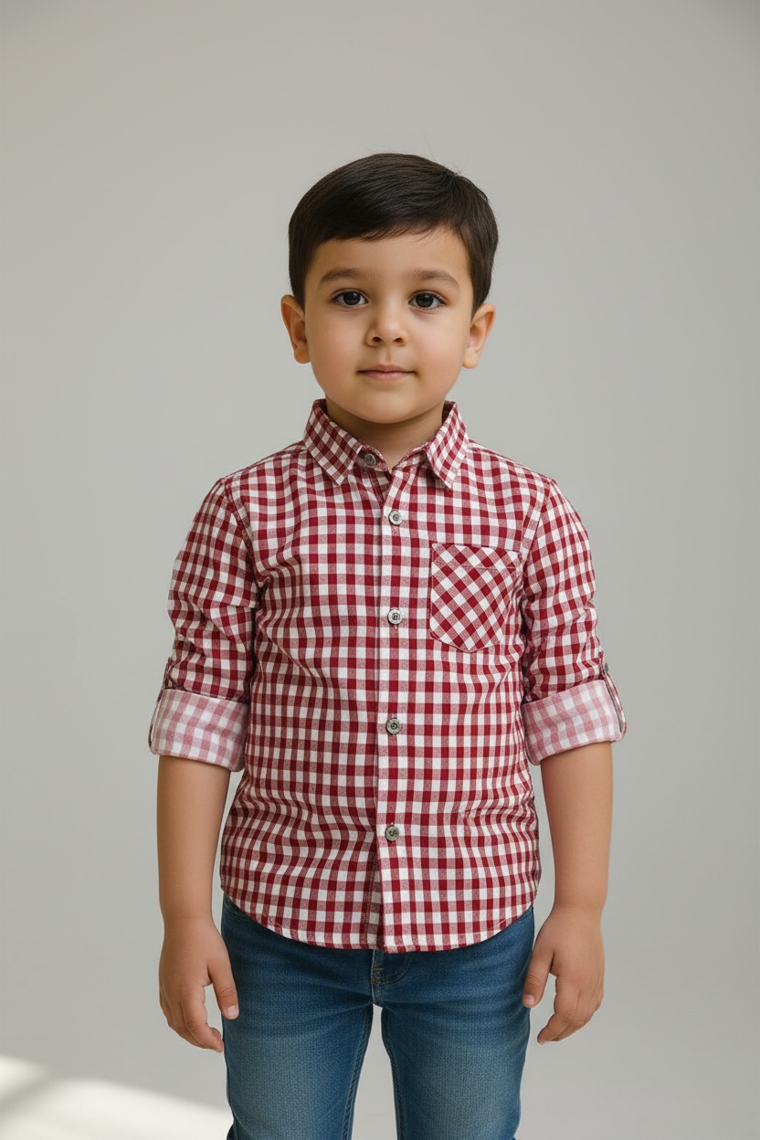 Boys Red Checkered Shirt