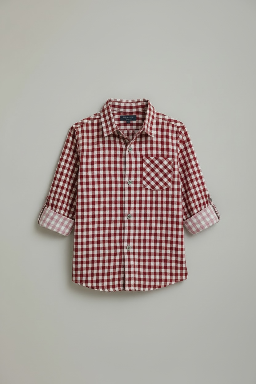 Boys Red Checkered Shirt