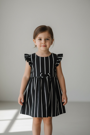 Stripe Print Black Frock