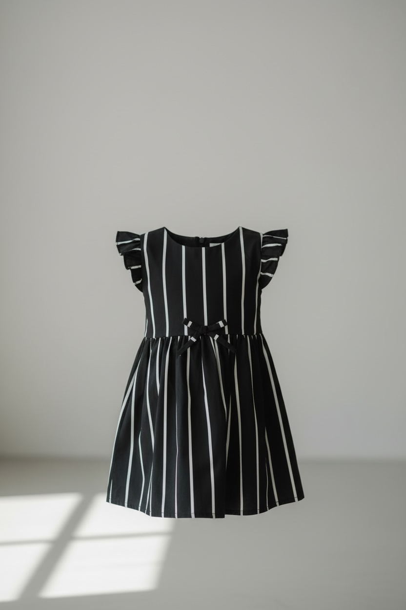 Stripe Print Black Frock