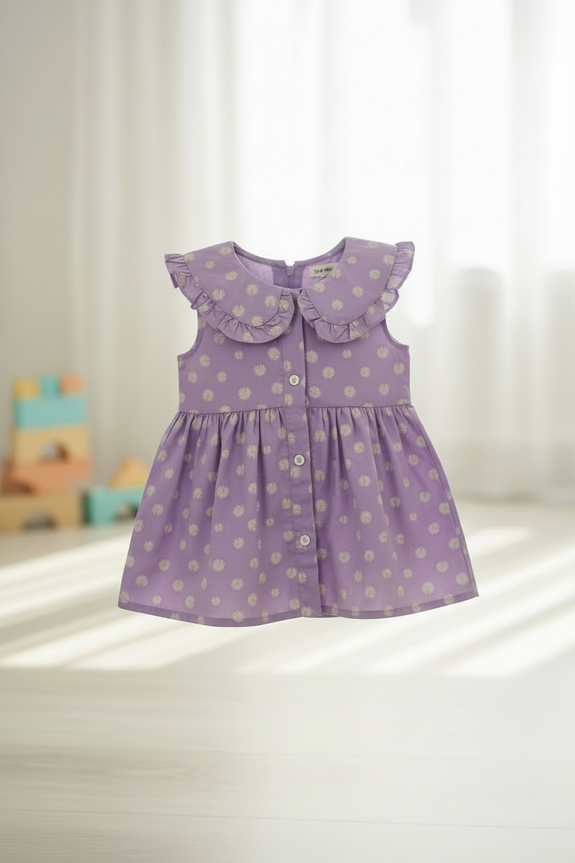 Collar Patterned Purple Frock