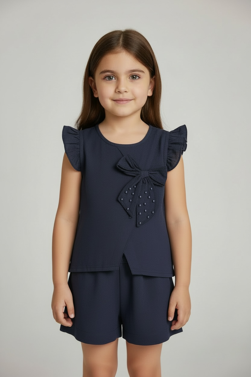 Navy Blue Bow Co-ord Set