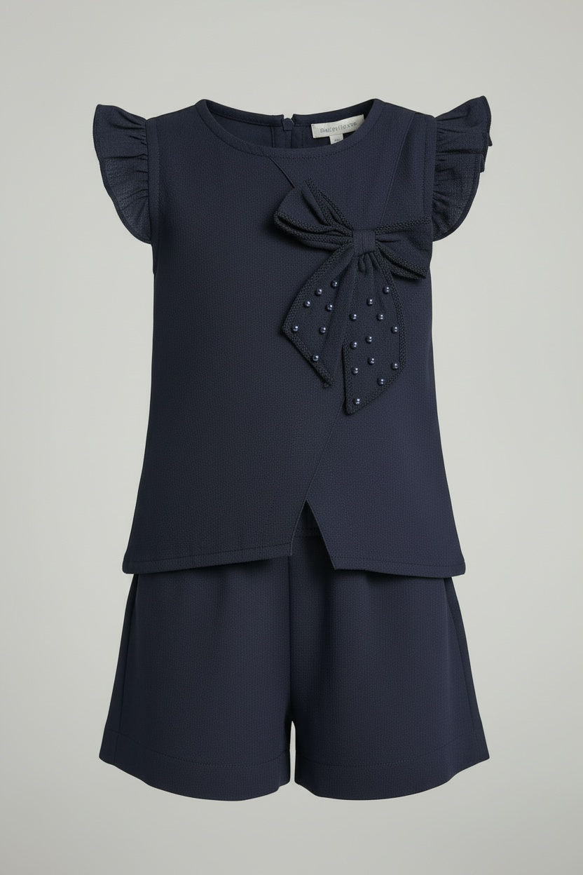Navy Blue Bow Co-ord Set