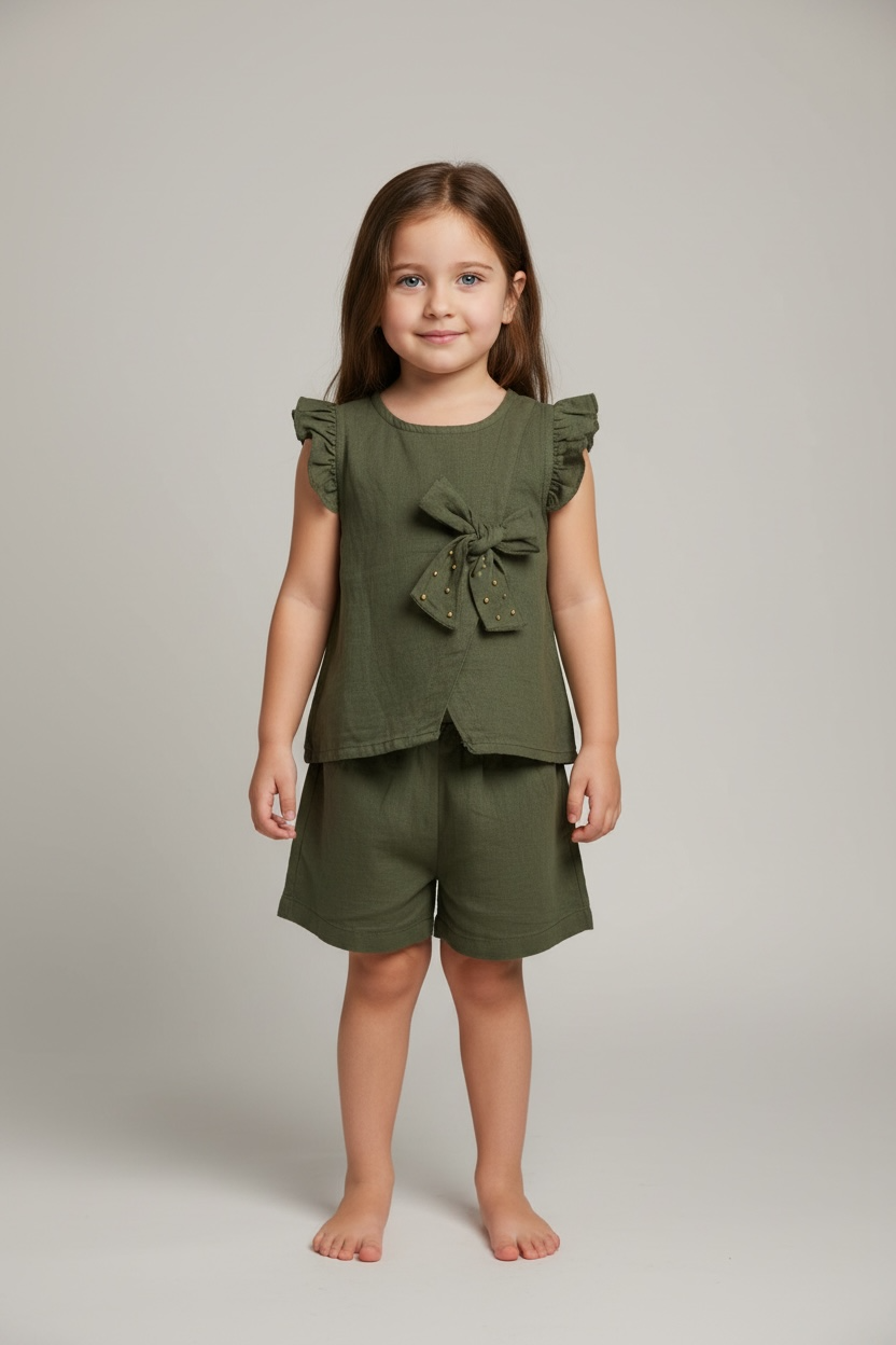 Olive Green Bow Co-ord Set