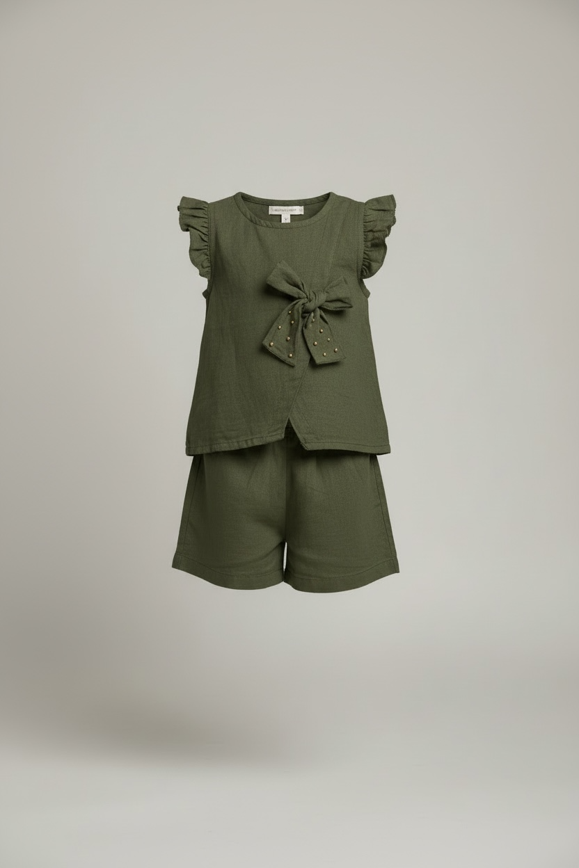 Olive Green Bow Co-ord Set