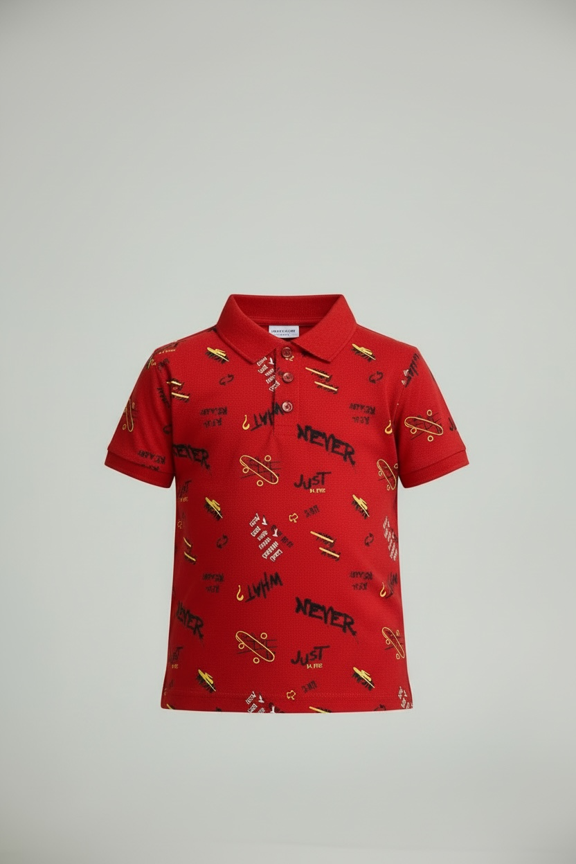 Branded "MAX" Bold Red Skater Graphic Polo