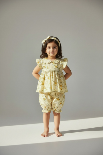 Floral Peplum Set with Bow Headband
