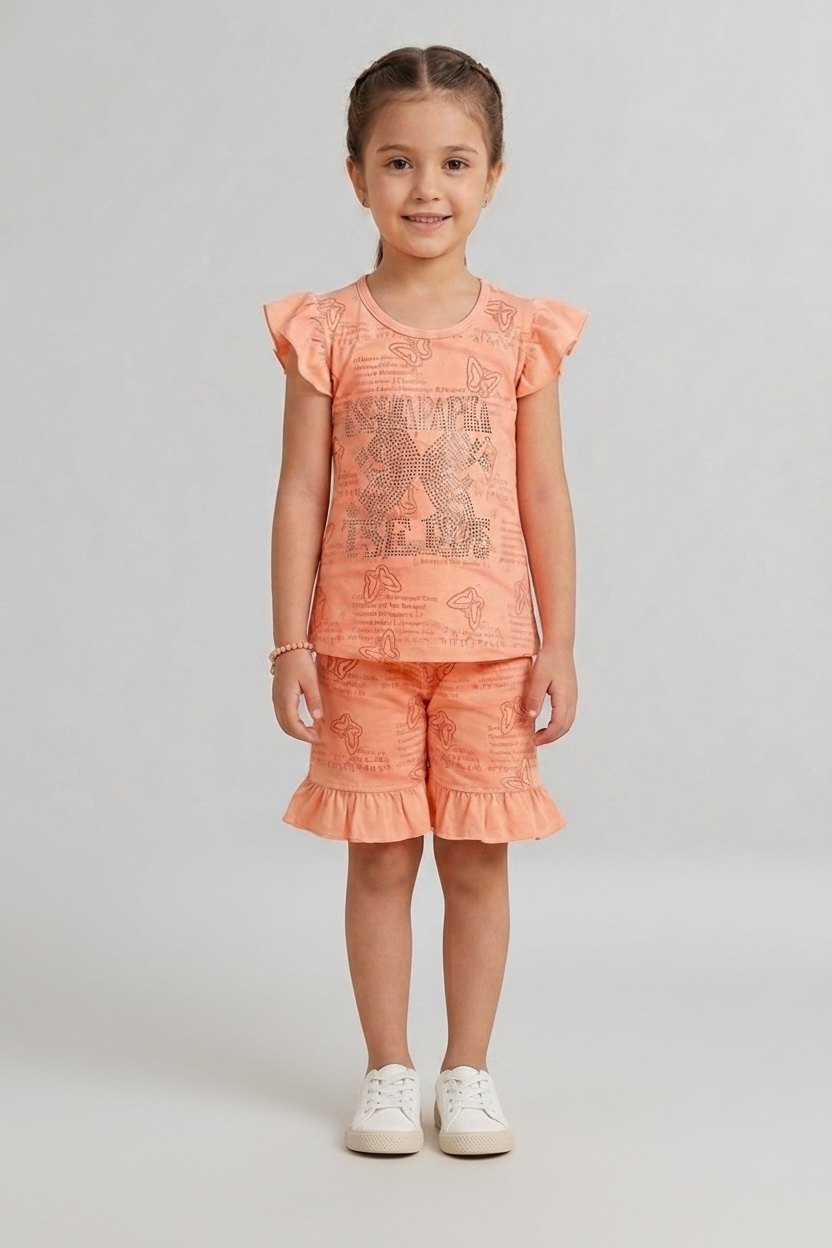 Girls’ peach colour Co-ord Set