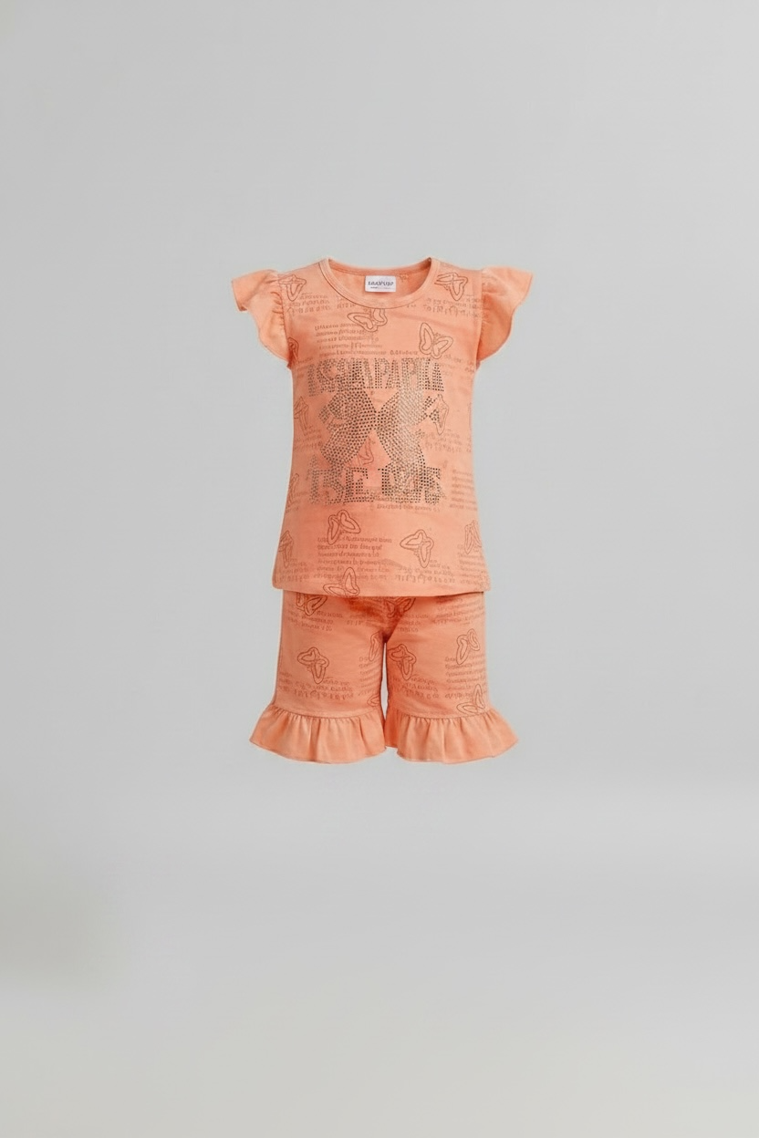 Girls’ peach colour Co-ord Set