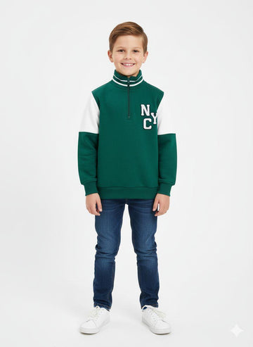 Sporty Half-Zip Stand-Collar Sweatshirt