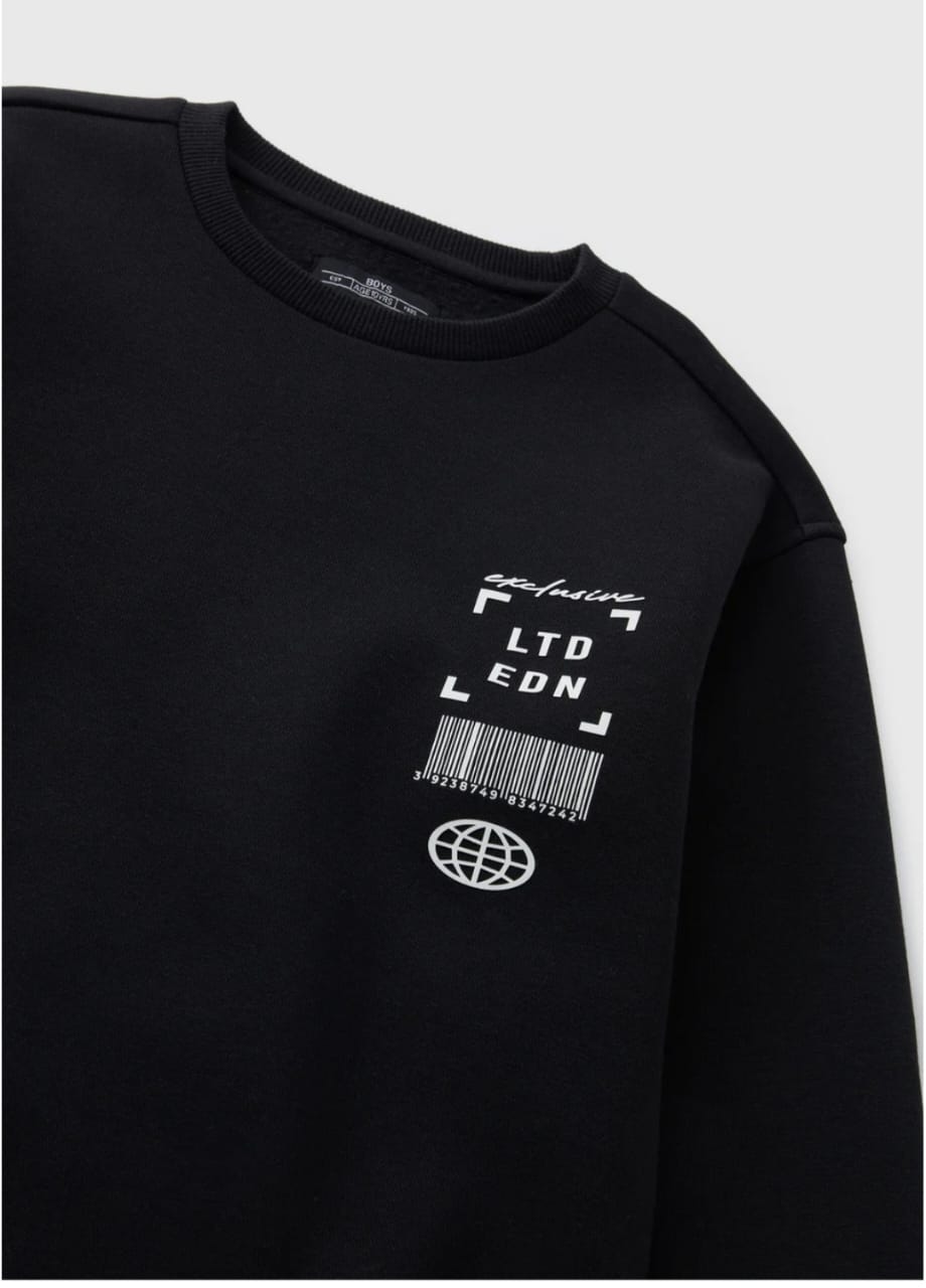 Boys' Black Crewneck Sweatshirt