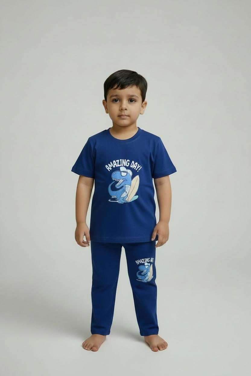 Boys Navy Blue “Amazing Day” Lounge Set