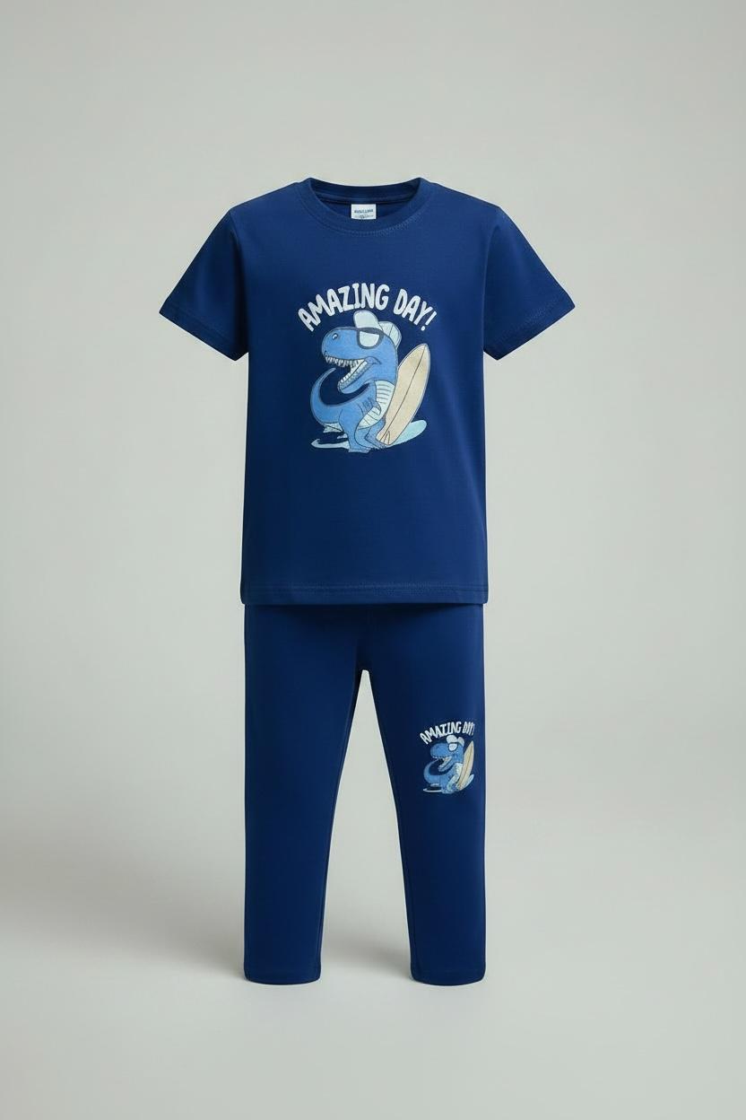 Boys Navy Blue “Amazing Day” Lounge Set