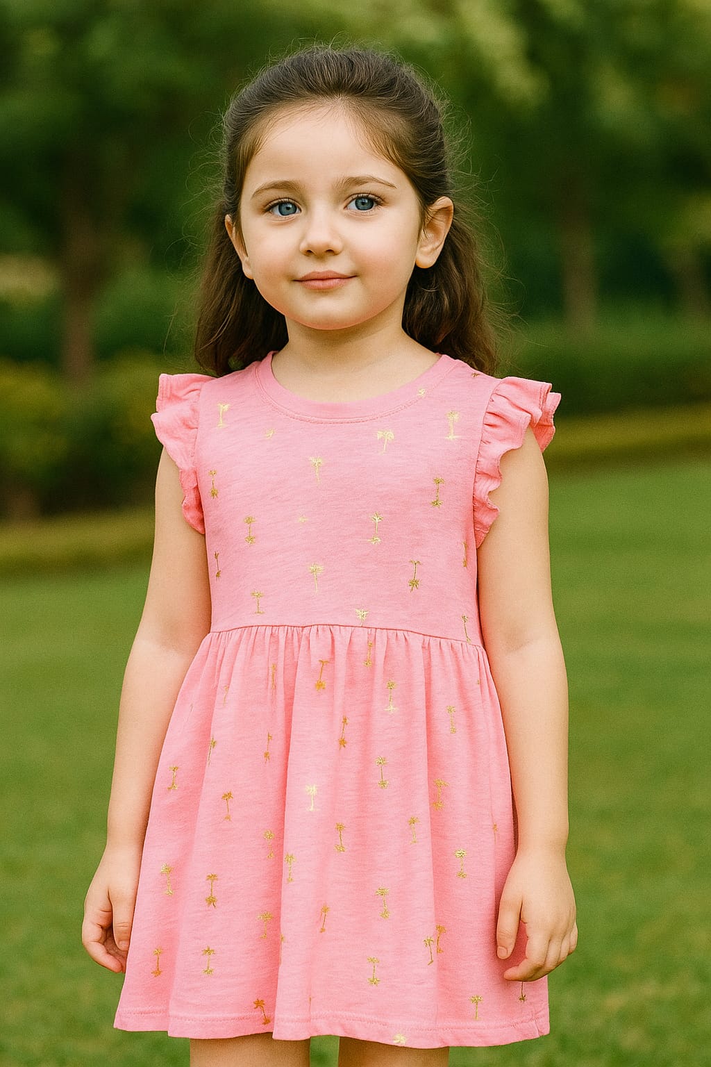Branded H&M Pink Frock With Golden Shine