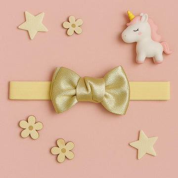 Pale Gold Ribbed Baby Headband with Bow
