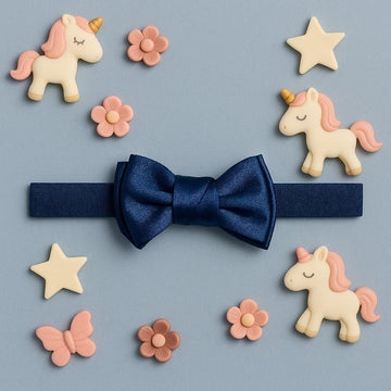 Navy Blue Ribbed Baby Headband with Bow