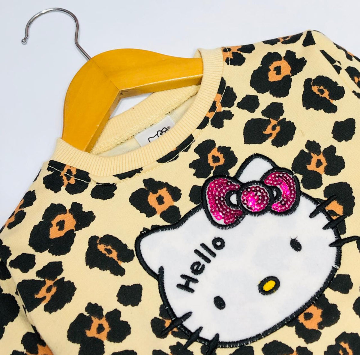 Kitty Leopard Print Sweatshirt & Black Jogger