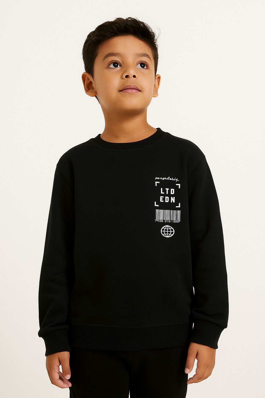 Boys' Black Crewneck Sweatshirt