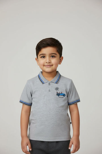 Boys' Grey "Let the Sunshine In" Jeep Graphic Polo Shirt