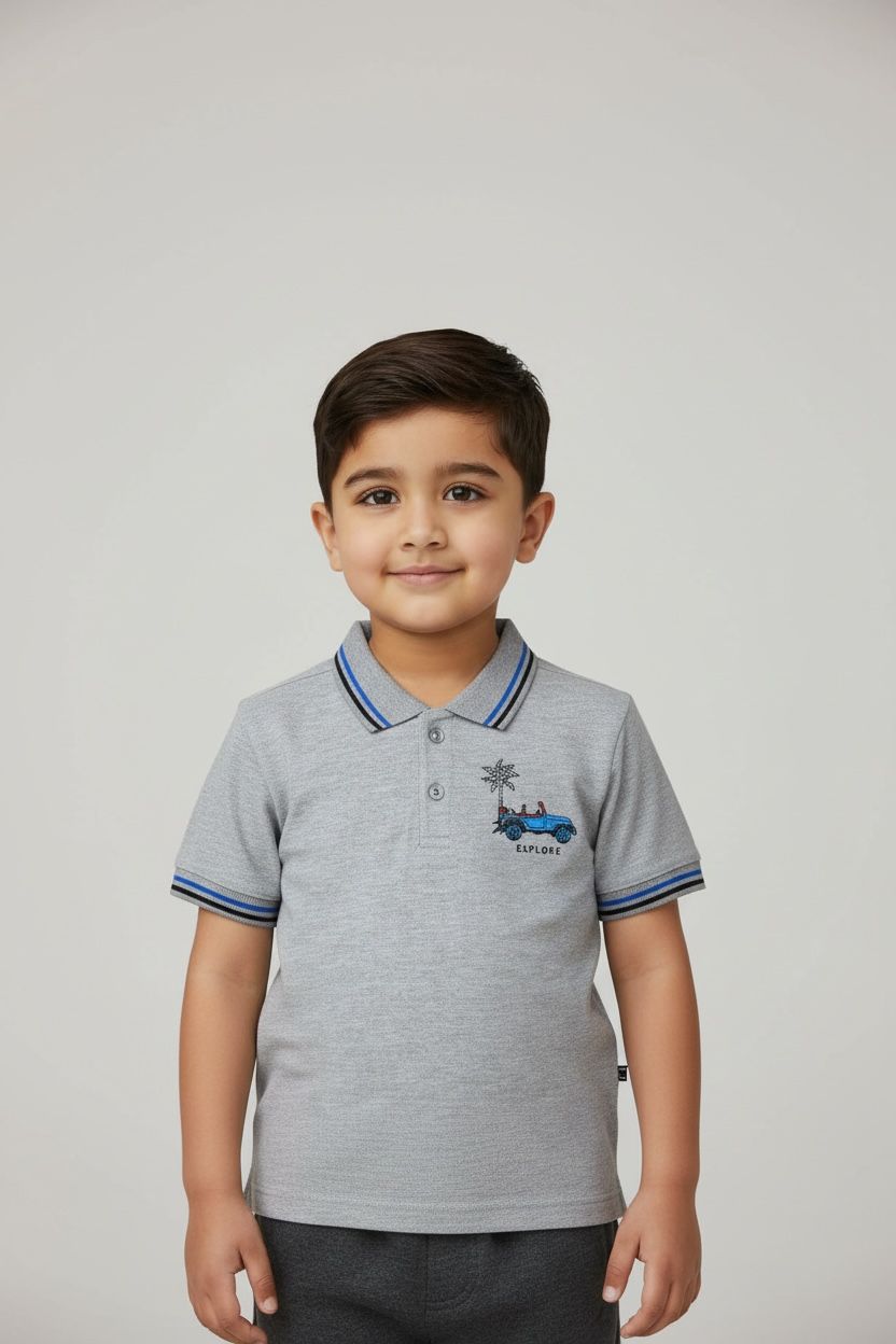 Boys' Grey "Let the Sunshine In" Jeep Graphic Polo Shirt