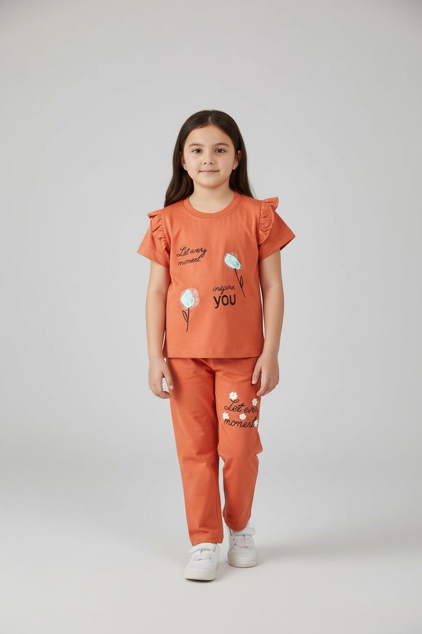Girls' Ruffle Sleeve Floral Pajama Set – Cozy & Stylish