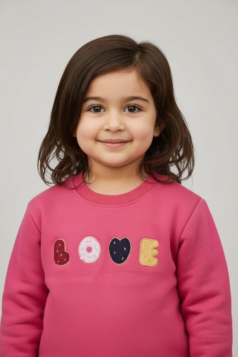Love Embroidered Sweatshirt- Pink